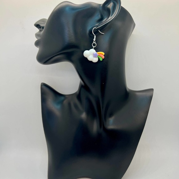 Cloud Earrings - Rainbow Earrings - Rainy Day Earrings - Baby Shower Earrings - Picture 10 of 11